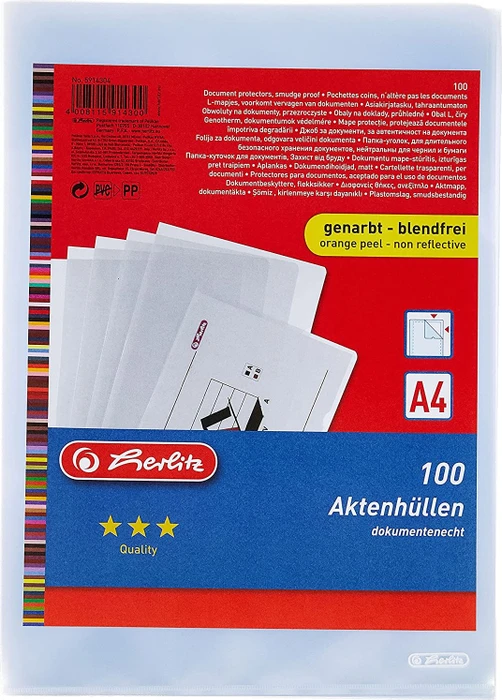 herlitz Sichthülle, DIN A4, PP, transparent, 0,11 mm