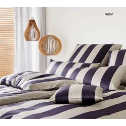 Elegante Bettwäsche Night Stripe - 135x200 cm + 80x80 cm	natur