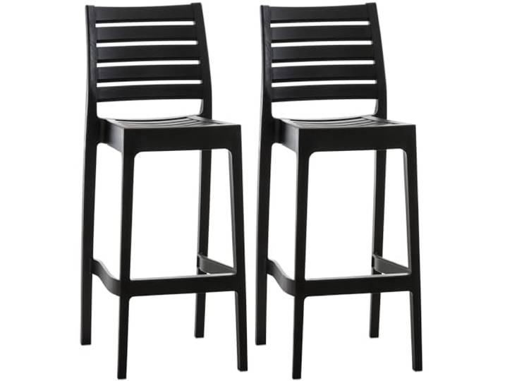 CLP 2er Set Outdoor-Barhocker Ares Mit Fußstütze I Stapelbare Tresenhocker In Rattan-Optik Farbe schwarz