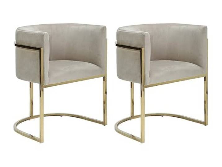 Vente-unique Stuhl mit Armlehnen 2er-Set - Samt & Metall - Beige & Goldfarben - Peria