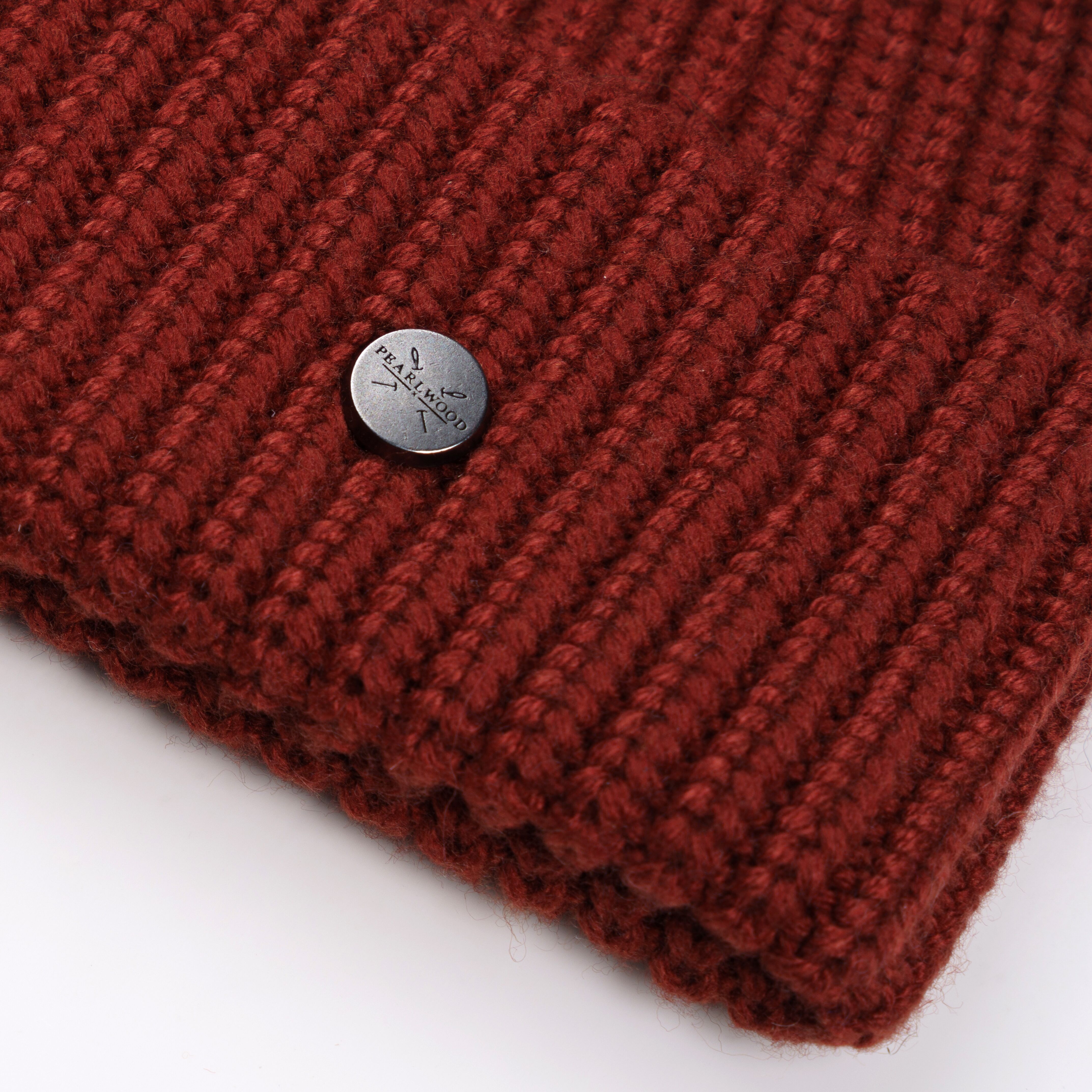 Strickmütze PEARLWOOD "KNUT", Herren, rot (brick), Grobstrick, Materialmix, unifarben, Mützen Strickmütze, Grobstrick, kurze Passform, Temperaturregulierend brick Einheitsgröße