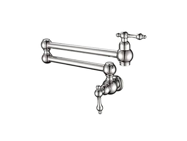 Drehhahn, Topffüllhahn Wandmontierter faltbarer Küchenarmatur aus gebürstetem Gold Single Cold Sink Tap Drehen Sie den Klappauslauf Chrommessing(2)