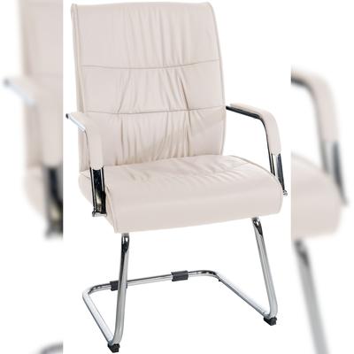 DELUKE Besucherstuhl KIGALI - Kunstleder Creme 58x66x100 cm | Besucherstühle Konferenzstuhl Wartezimmerstuhl Bürostühle Bürostuhl Konferenzraum Wartezimmer