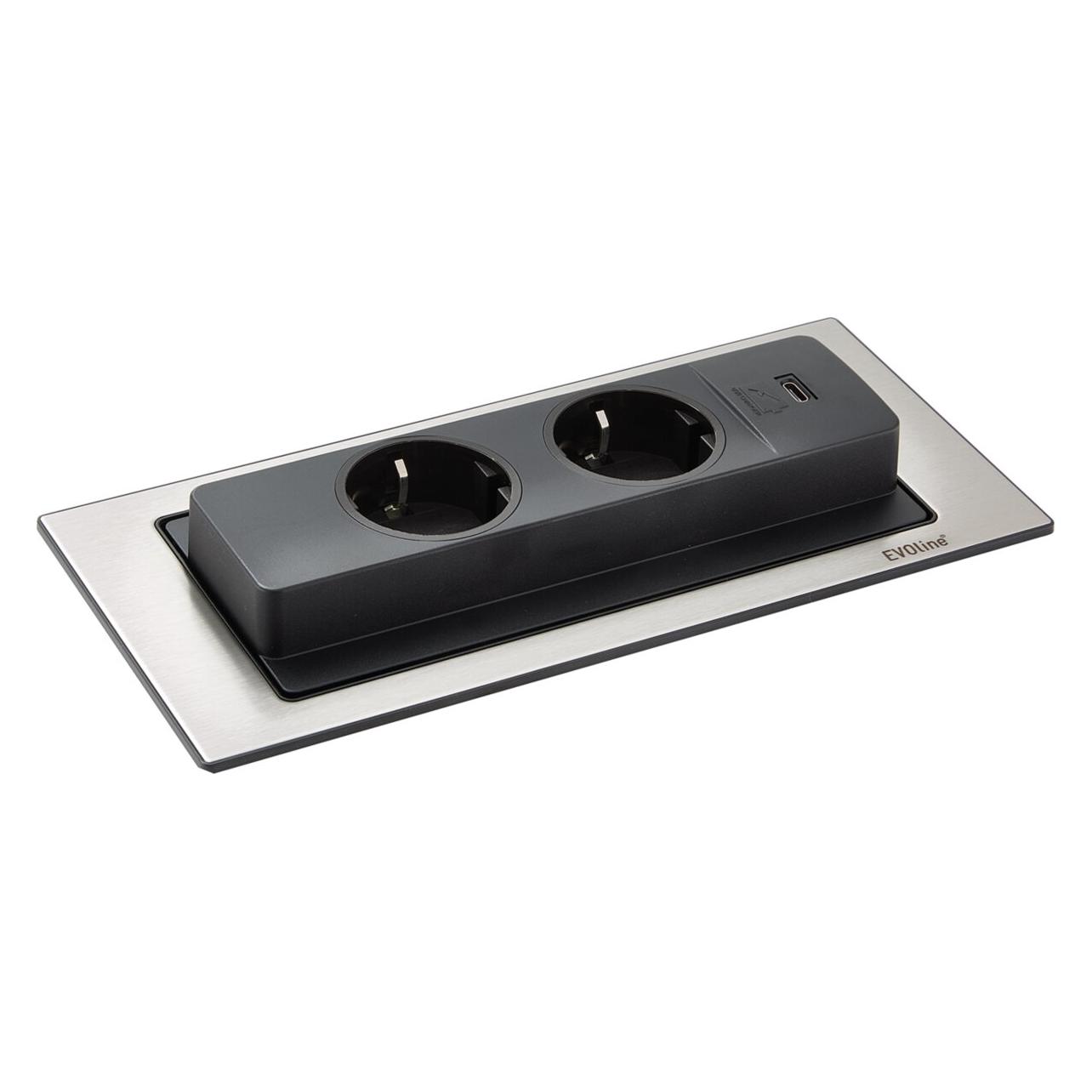 Evoline Einbausteckdose mit USB-Charger BackFlip (1592 7101 6100)
