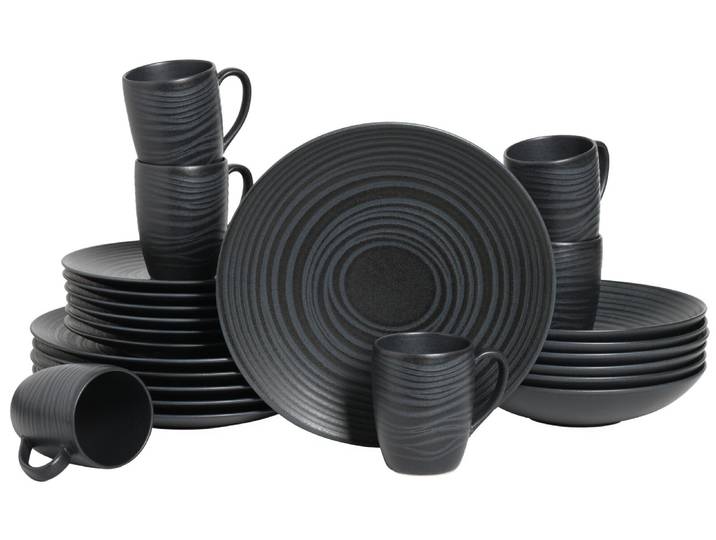 creaTable Kombiservice 24-tlg LAVA STONE, schwarz, Steinzeug