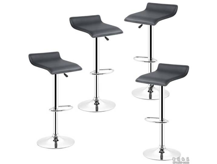 Tabouret de bar - SUPFINE - Lot de 4 - Noir - Réglable en hauteur - Pivotant à 360°