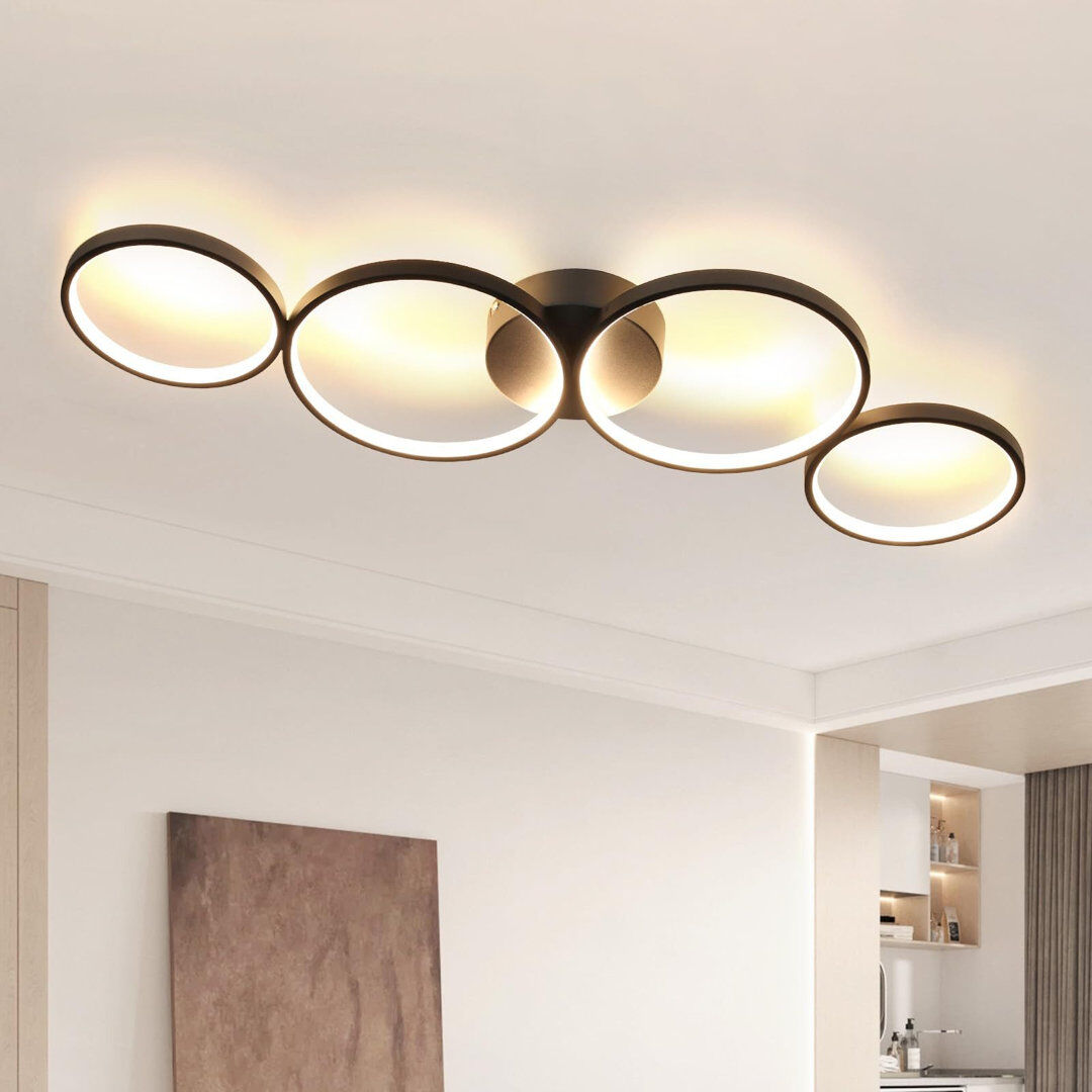 Brayden Studio 4-Light Flush Mount Black 5.8cm H X 33cm W X 88cm D