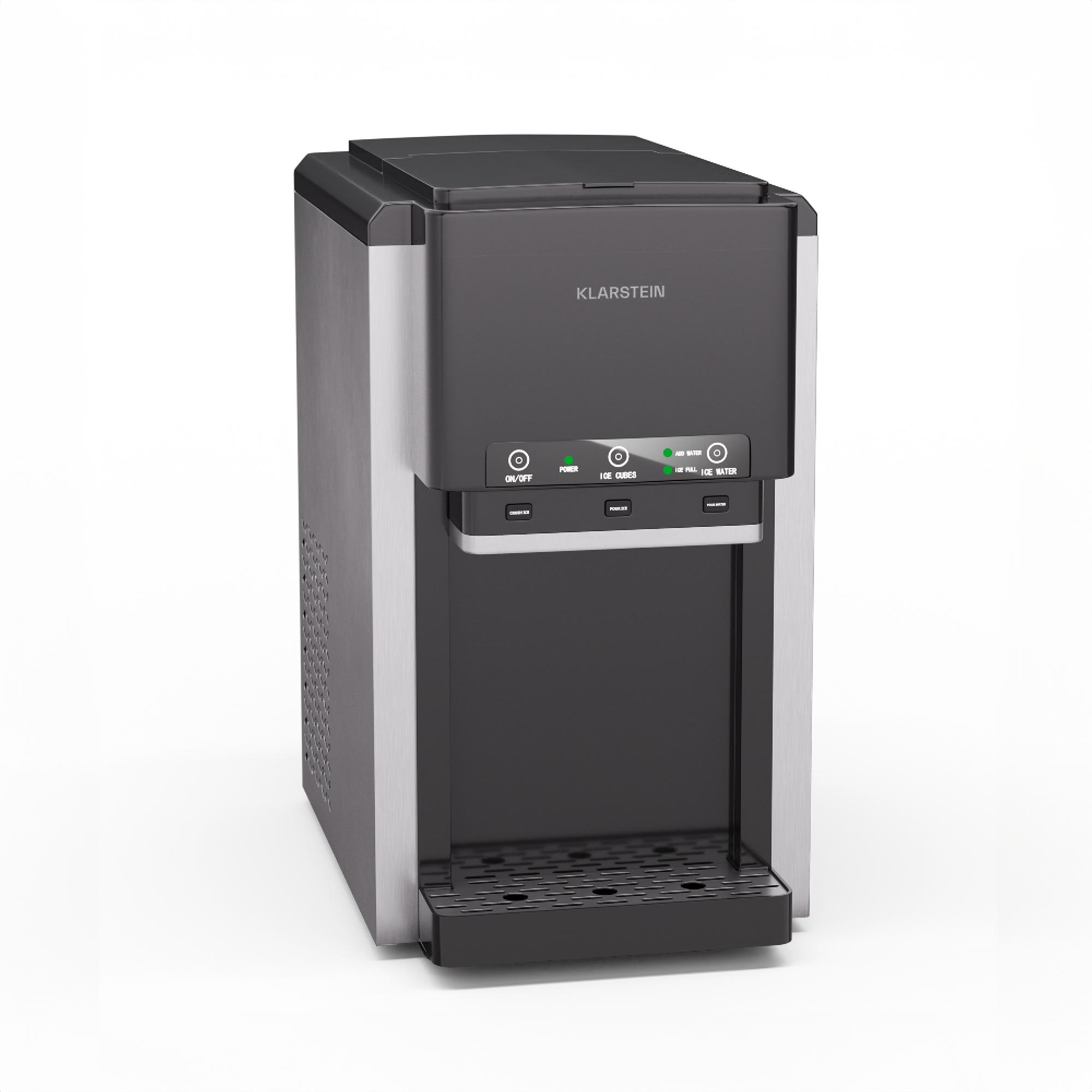 Klarstein ArcticBlend 3in1-Eiswürfelmaschine - 20 kg/24 h, Kugeleis & Crushed Ice, Wasserspender, 6-Liter-Wassertank, Edelstahl, Eiswürfelbereiter, Ice Maker, Schwarz