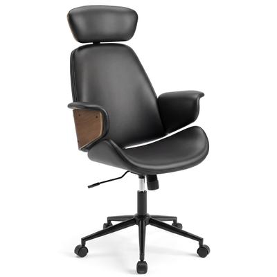 COSTWAY Ergonomischer Bürostuhl, mit gebogenen Armlehnen, Rücken- & Kopfstütze, Wippfunktion, für Zuhause & Büro