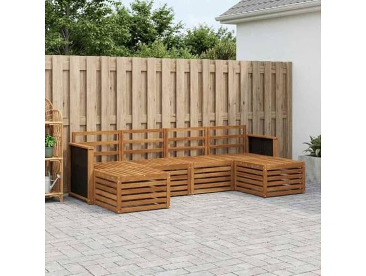 HFMDRMU Outdoor Möbelset Akazienholz modulares Sofa aus massivem Akazienholz mit lackierter Oberfläche für Garten und Terrasse, wetterbeständiges Design mit Armlehnen und Rückenlehnen