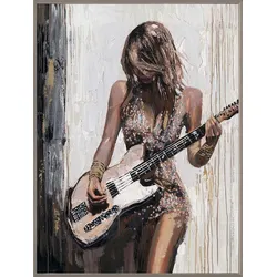 Gemälde GUITAR GIRL (BHT 80x118x3,70 cm) - beige - BHT 80x118x3,70 cm
