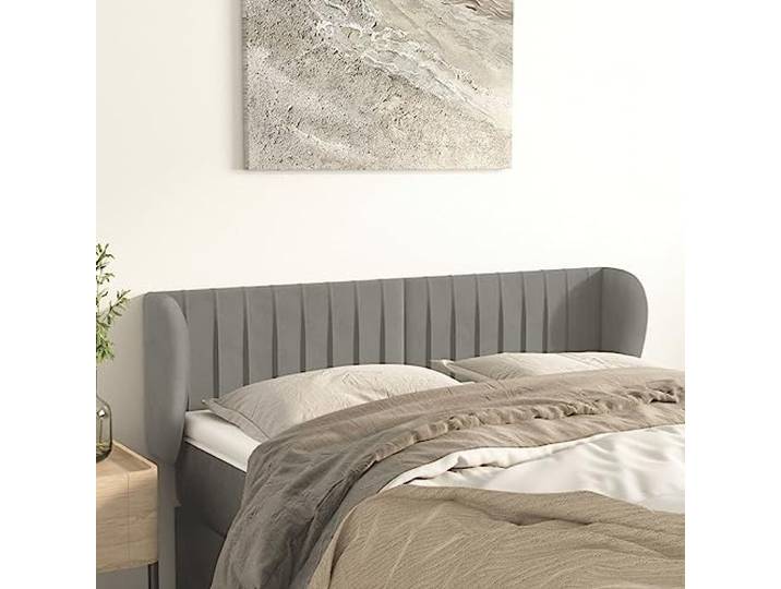 KTHLBRH Hellgraues Kopfteil aus weichem Samt mit stabilen Holzbeinen und verstellbarer Höhe für klassische Betten, elegantes Design, Rückenstütze, Komfort beim Sitzen