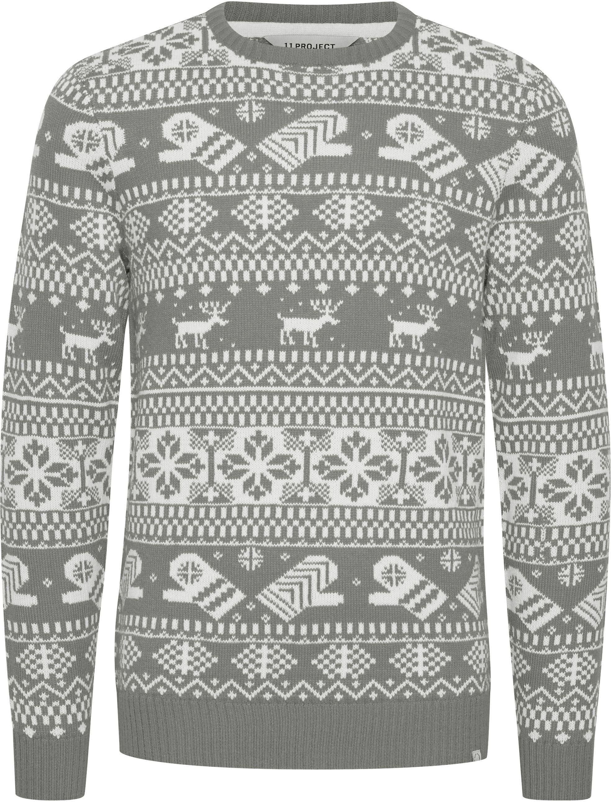 Pro-Ject Norwegerpullover 11 PROJECT "Norwegerpullover PRUwe", Damen, Gr. XXL, grau (zink mix), Obermaterial: 100% Polyacryl PAN., Pullover Norwegerpullover