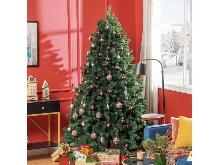 HOMCOM Sapin de Noël 183cm 1674 Branches Support Métal Pliable