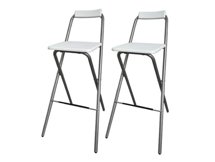 Weißer Tragbarer Klappbarer Barhocker, 75cm Holzstuhl mit Rückenlehne, Thekenhöhe Hocker für Erwachsene (Color : Set of 2)