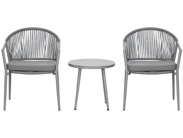 Outsunny Rattan Bistroset Sitzgruppe Gartengarnitur mit 2 Sesseln Couchtisch
