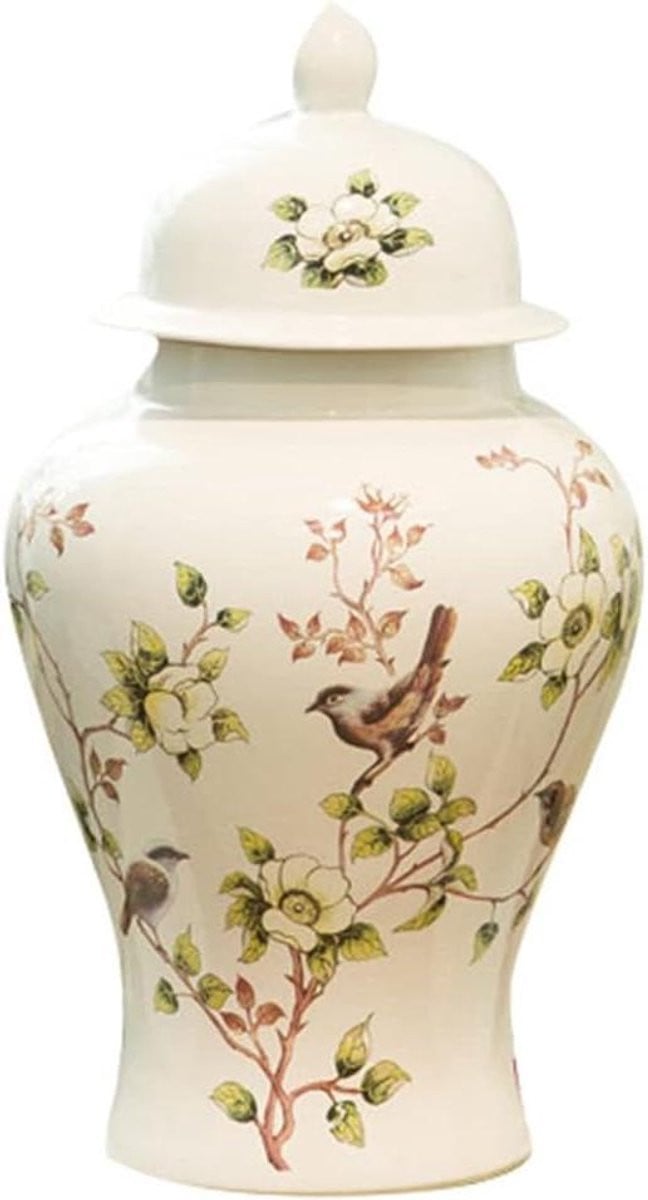 Handgeschilderde Keramische Vaas met Decoratief Patroon - Multicolor