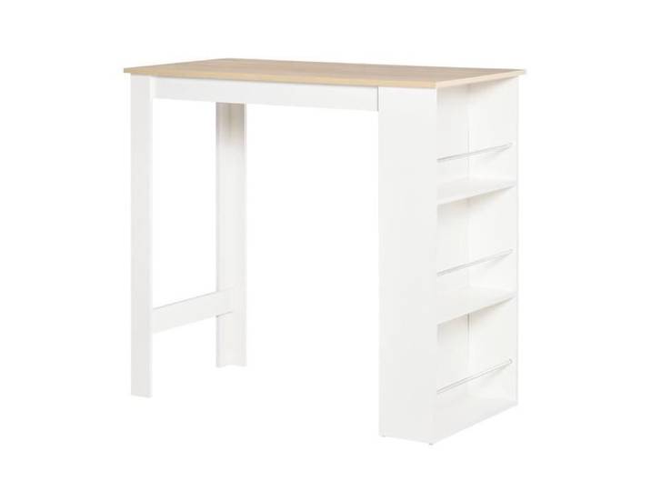 Table de bar - MYCOCOONING - BRUGES - Blanc - Rangement pratique - Design épuré