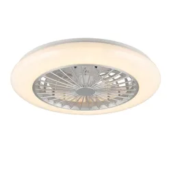 Deckenventilator Ventilator mit Beleuchtung Deckenleuchte Wohnzimmer, Fernbedienung dimmbar Nachtlicht Timer Sternenhimmeleffekt, titanfarben, 1x LED 30W 2200Lm 300-6500K, DxH 50x16cm