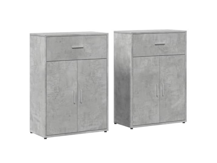 LASWWQMRF Sideboard 2er Set Betongrau 60x30x84 cm Kommode Schrank Zwei kompakte Beistellschränke für Wohnzimmer und Flur mit viel Stauraum sowie pflegeleichter Oberfläche.