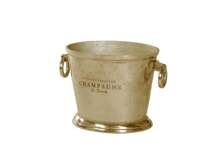 Barprofessional Champagnerkühler Vintage Gold, elegante Champagnerschale mit Vintage Design, 26cm Durchmesser, 37cm hoch, goldener Aluminiumguss, Flaschenkühler für stilvolle Präsentation