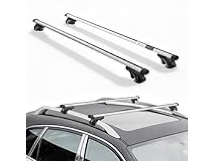 VEVOR Barres Transversales de Toit, Barre Porte Bagages Charge 90 kg 142 cm, pour Rails de Toit Surélevés avec Écartement 19-123 cm, en Aluminium, pour Panier Porte-Bagages Galerie Camping Voyage