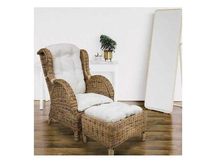 Sedex Ohrensessel Rattansessel mit Hocker (Set / Sessel + Hocker, bestehend aus Sessel und Hocker), Handgeflochten