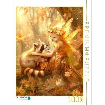 CALVENDO Puzzle Elfe mit Waschbär | 1000 Teile Lege-Größe 64x48cm Foto-Puzzle für glückliche Stunden