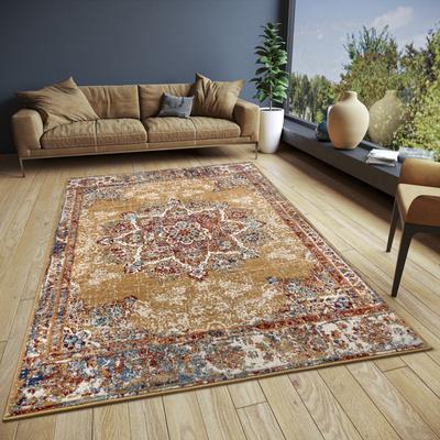 Teppich HANSE HOME "Maderno", gold, B:200cm H:8mm L:280cm, Jute, Polyester, Polypropylen (PP), Teppiche, Teppich, Läufer, Orientalisch, Kurzflor, Wohnzimmer, Schlafzimmer, Esszimmer