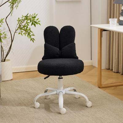 No Adjustable Bow Teddy Fabric Bunny Ear Swivel Accent Chair Office Chair For Home Office Vanity - N/A
