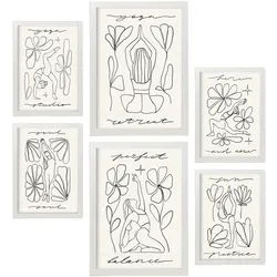 POSTER Set Mit 6 Yoga Musen 4 A3 & A4 Weißer Rahmen