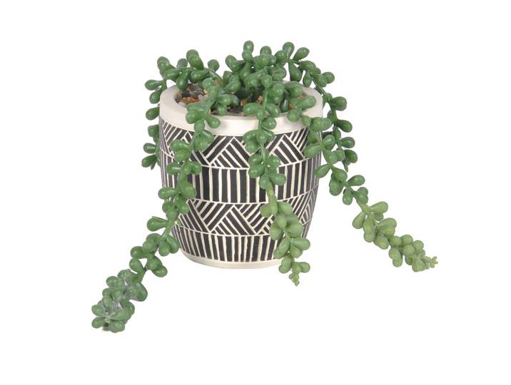 Plante artificielle et pot en ciment - Blancheporte