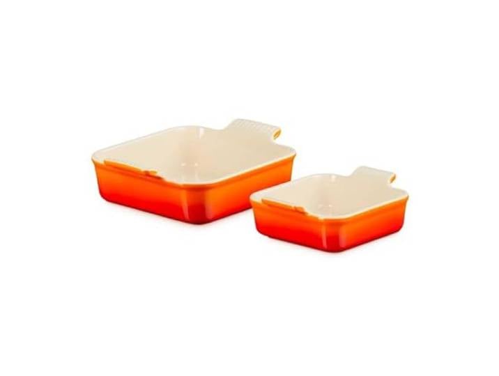 LE CREUSET 2er Set quadratische Keramik-Tabletts aus Steingut