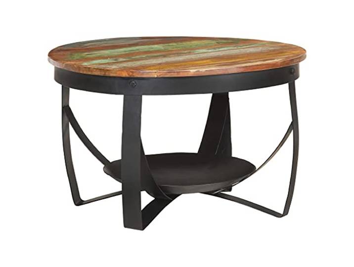vidaXL Couchtisch Industriestil Beistelltisch Wohnzimmertisch Kaffeetisch Sofatisch Teetisch Tisch Ø68x43cm Recyceltes Massivholz Eisen