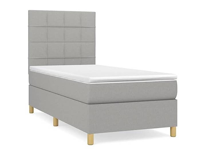PUGYNBK Boxspringbett, 90 x 200 cm, grauer Stoff Verstellbares Kopfteil, Taschenfederkerne, mittlere Festigkeit, weicher Schutz