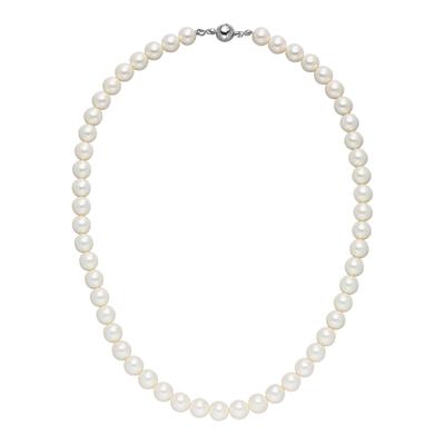 Kette ohne Anhänger JOBO "Perlenkette", weiß, Halsketten, Damen, Messing, L: 45, weiß 8 mm 45 cm