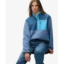 Superdry für Damen. W5012073A Blauer Colour-Block-Fleece-Pullover (S), Lässig, Recyceltes Polyester