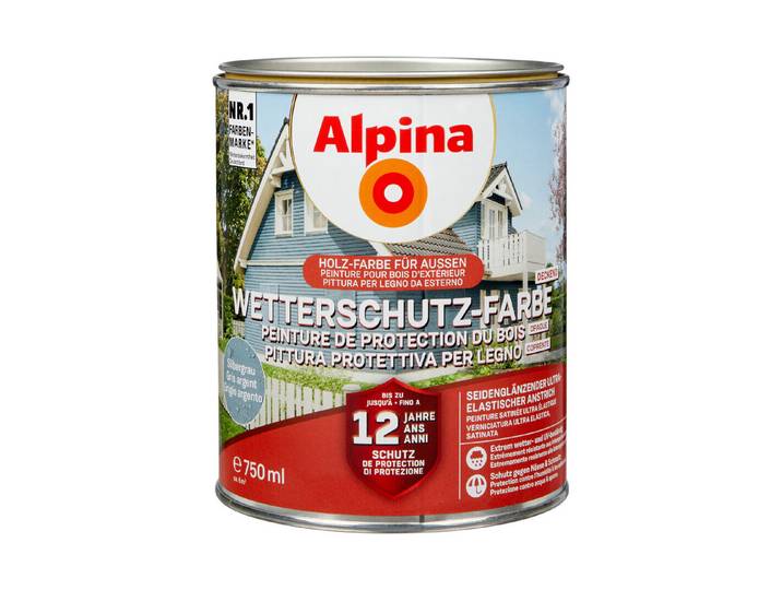 Alpina Wetterschutz-Farbe Silbergrau Grau 0.75 l Seidenglanz
