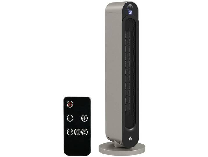 Homcom Heizgerät mit 3 Modi, Fernbedienung 2200W Keramik, Silberfarben, Kunststoff, 25x73.5x25 cm, Elektrogeräte