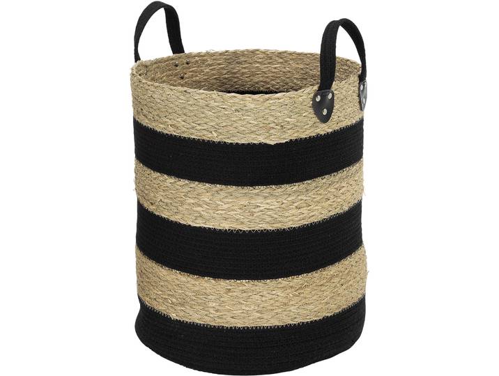 Wäschekorb Polly natur/schwarz Jute/Baumwolle D 35 cm - Wäschekorb