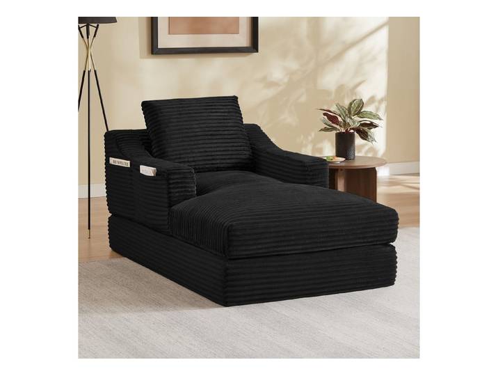 GLP Schlafsofa Cord-Sessel mit Schlaffunktion, ausziehbarer Lounge-Sessel, 100x162 cm, Set, Ausziehbarer Cord-Loungesessel mit Liegefläche und weichem Kissen