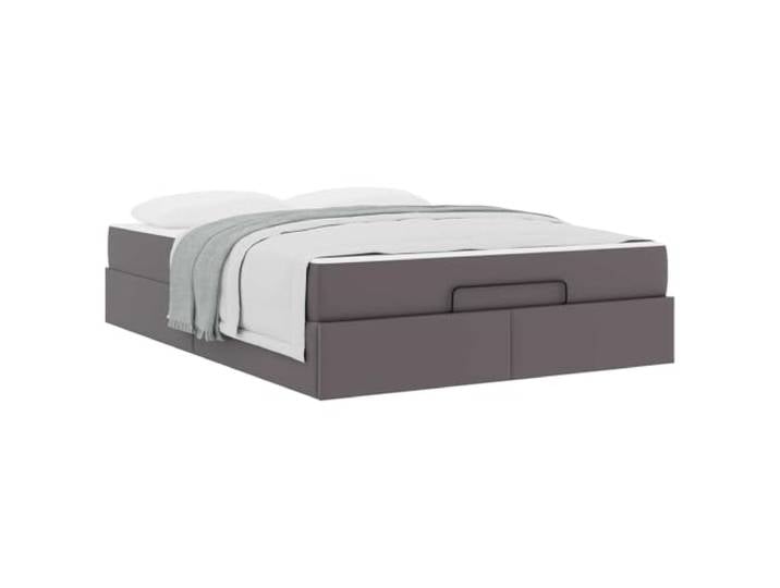 KTHLBRH Bett mit Matratze grau matt 2 Stück PVC Fester Lattenrost, hochdichter Schaumstoff, Stauraum unter dem Bett, minimalistisches Design
