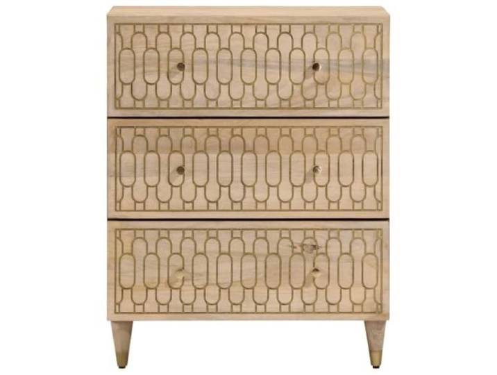 KTHLBRH Sideboard 60 x 33 x 75 cm Massivholz Mango Handgeschnitztes Muster, gebleichte Oberfläche und viel Stauraum, Füße aus Holz, Montage erforderlich