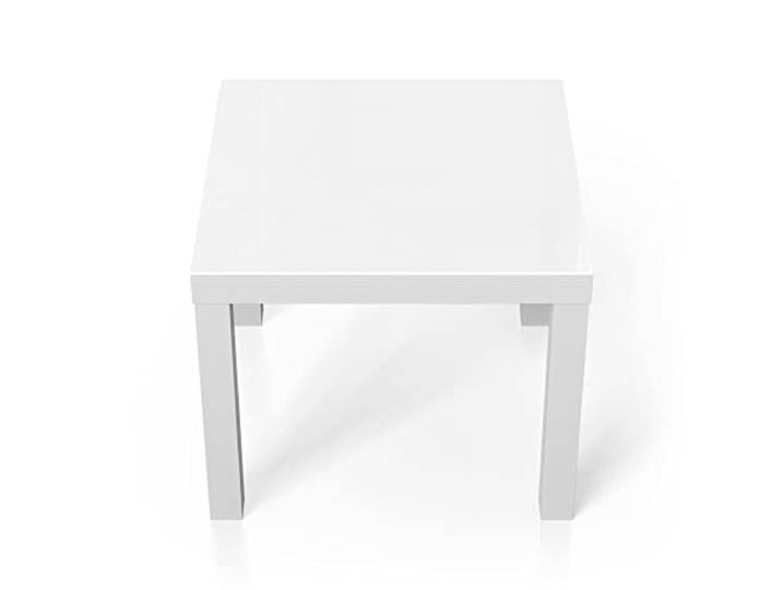 DEQORI Glastisch weiß klein 55x55 cm Unifarben - Weiß ausgefallener Beistelltisch aus Glas Hochglanz Couchtisch fürs Wohnzimmer moderner Couch Tisch mit Design
