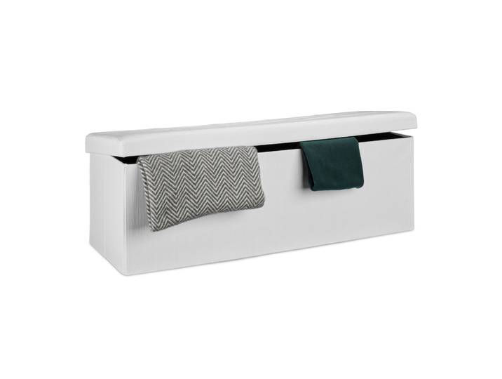 Faltbare Sitzbank Leinen 38 x 114 x 38 cm Weiss