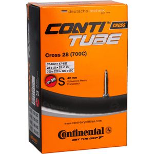 Continental Fahrradschlauch Cross, 28 Zoll, 42mm SV-Ventil, für Rennrad, Reifenbreite 32-47mm