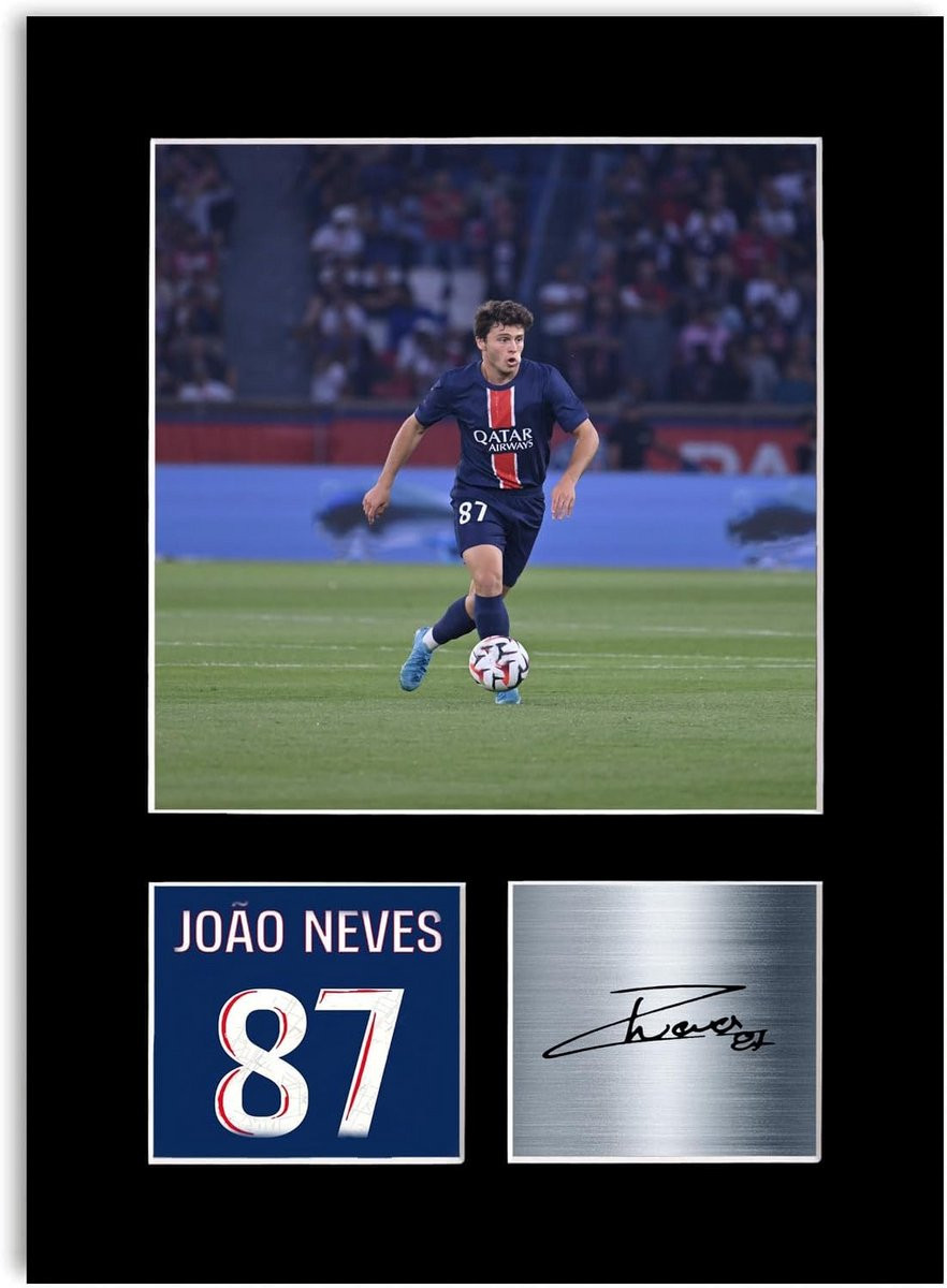 Papieren poster met foto van voetballer Joao Neves voor volwassenen