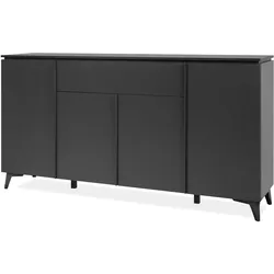 SIDEBOARD grau, Schiefer 177 cm, Kommode 4-türig