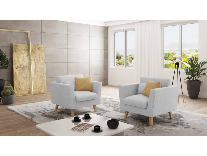 S-Style Möbel Violet - Sessel mit Holzfüßen im skandinavischen Stil - Silber