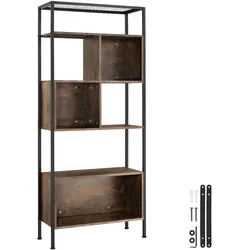 tectake Regal Hastings 75x31x170,5cm  Industrial Holz Dunkel, Rustikal